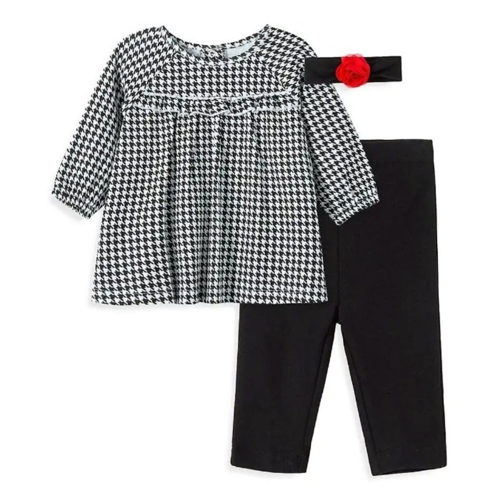 NWT Little Me Luxury Cotton Soft Knit Baby Girl's 3 pc Set Outfit Shirt Legging